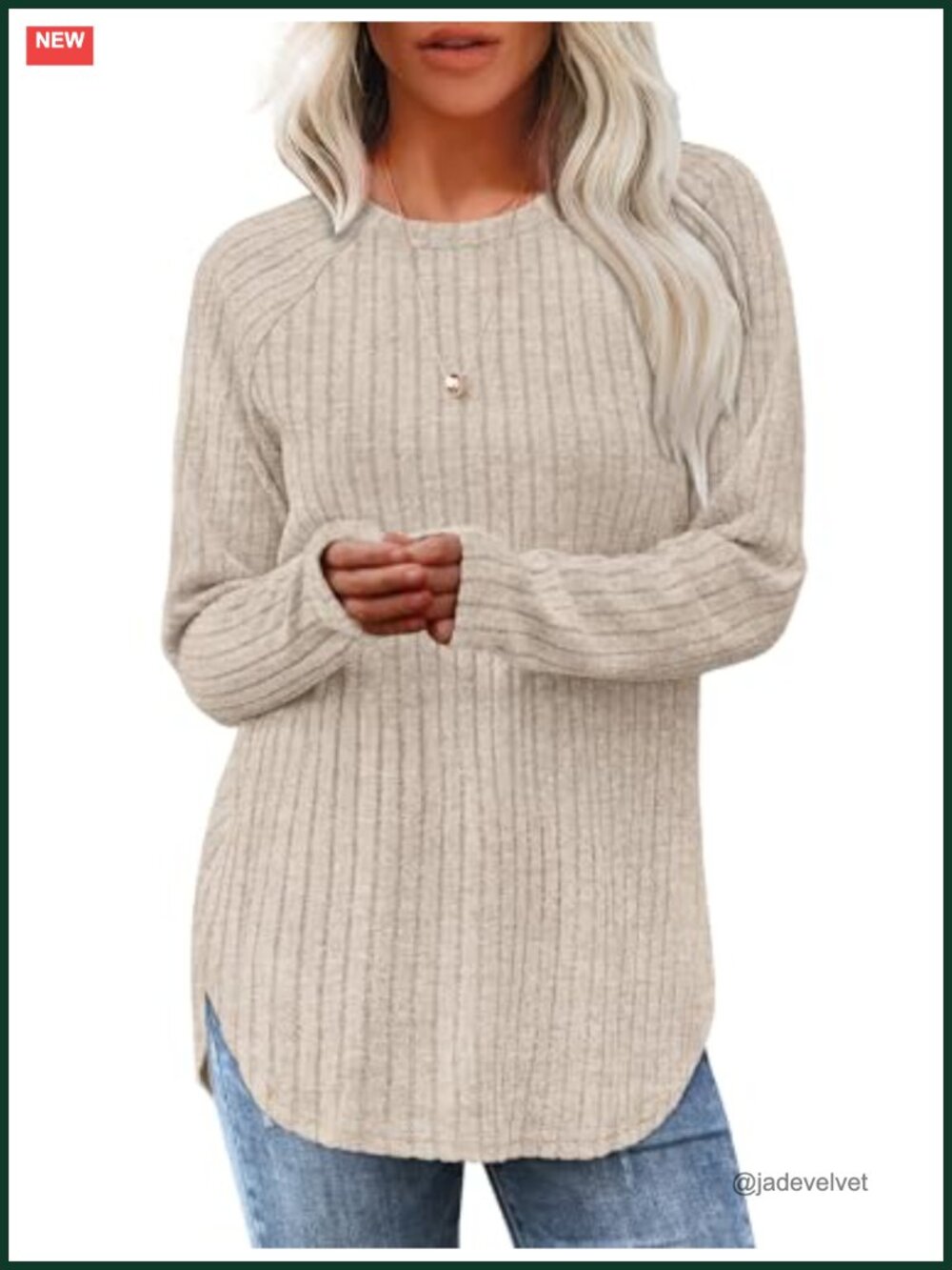 Long Sleeve Tunic Top Loose Fit Crewneck Pullover Curved Hem Dressy Blouse
